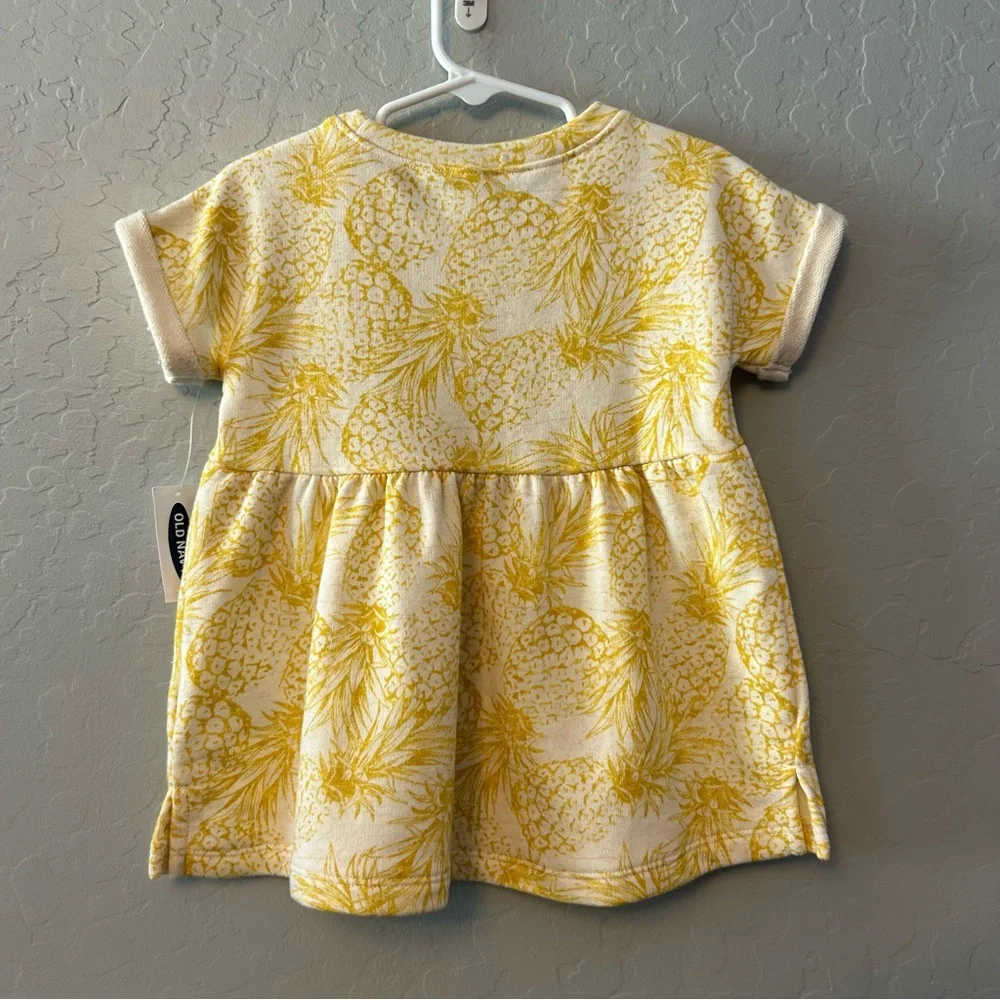 Old Navy yellow pineapple print short sleeve tunic top size 2T NEW